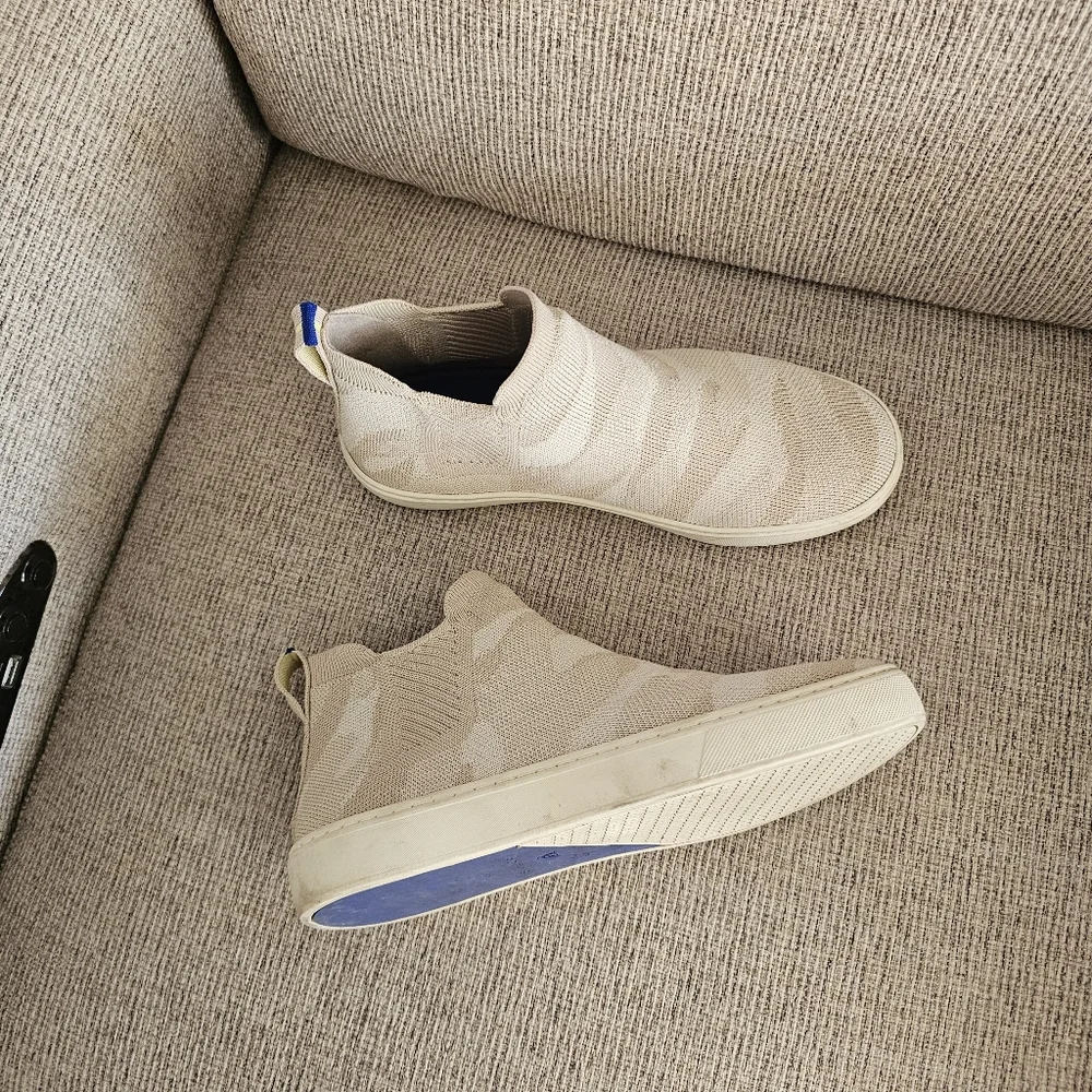 Rothy's Chelsea Boots High Top Sneakers in Sand Camo - Picture 2 of 8